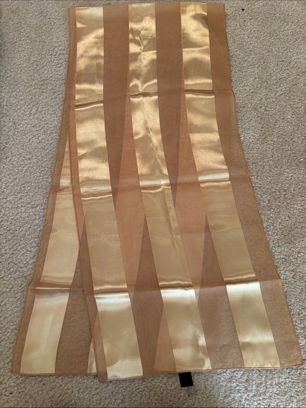 Sheer Gold Stripe Scarf Wrap - Lightweight Fashion Accessory